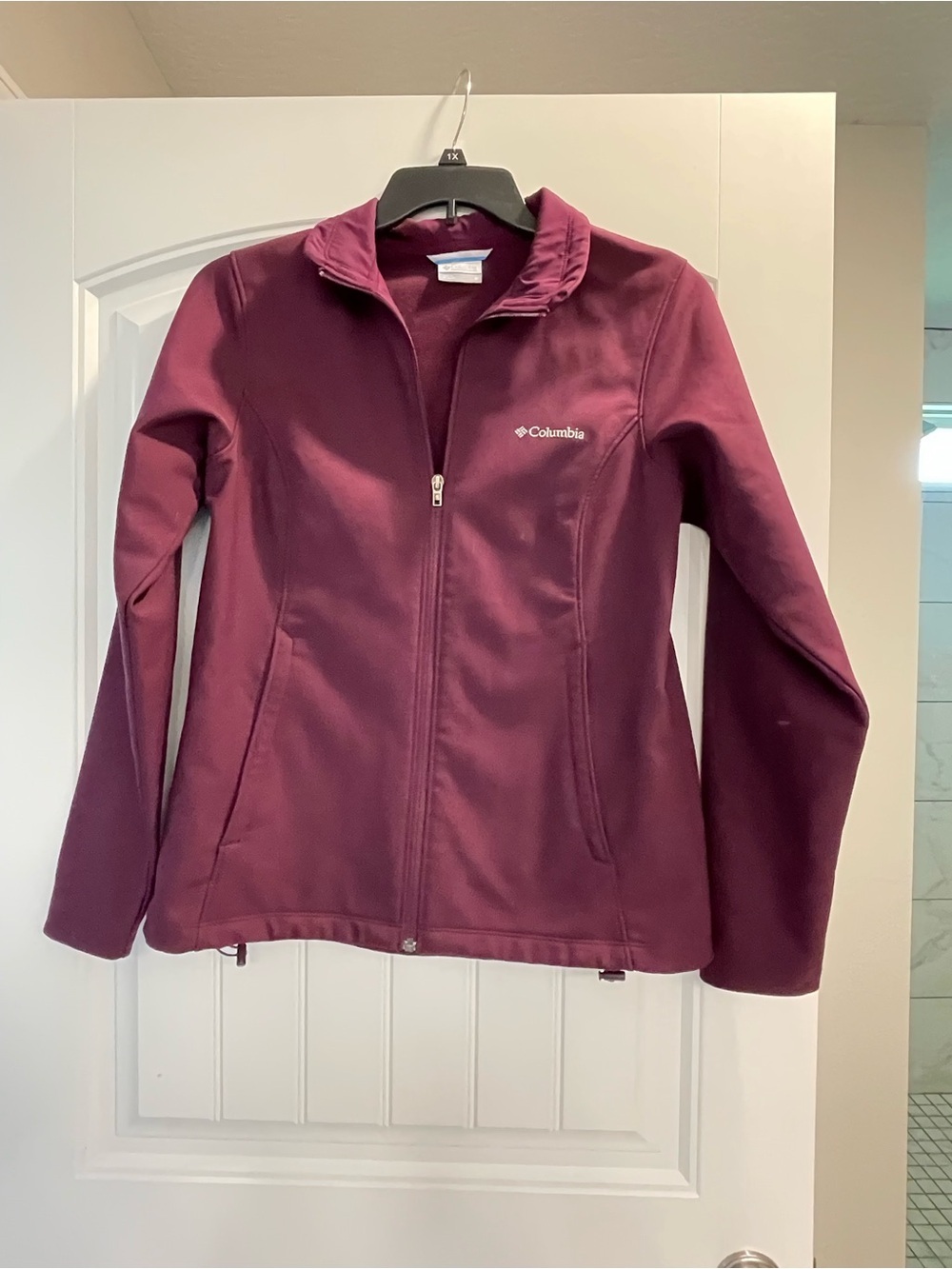 Columbia Jacket Womens Medium Plum Softshell Full Zip Fleece Lined